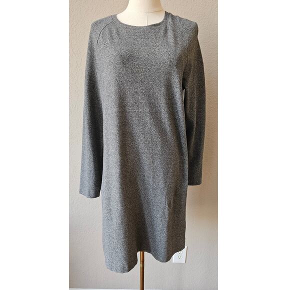 J. Jill Long Sleeve Crew Neck Heathered Gray Pullover Dress-Pockets Women Size S - Picture 1 of 5